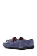 Men's Blue Suede Leather Tasseled Sports Loafer | Derimod