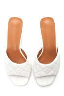 Women's White Quilted Heeled Slippers | Derimod