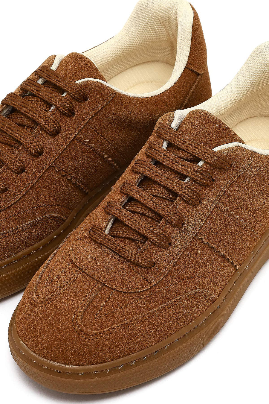 Kadın Taba Bağcıklı Süet Sneaker
