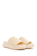 Women's Beige Fabric Slippers | Derimod