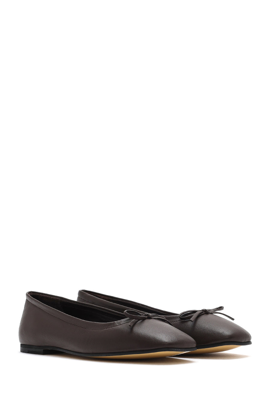 Derimod Flex Women's Brown Bowknot Leather Ballerinas