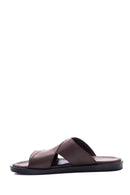 Men's Brown Leather Slippers | Derimod