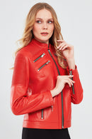 Milano Kadın Kırmızı Deri Ceket | Derimod