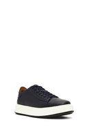 Men's Navy Blue Lace-up Thick-Sole Leather Sneaker | Derimod