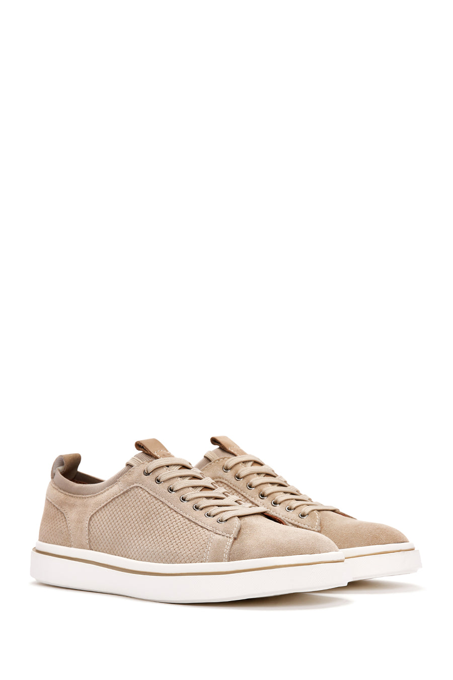Men's Beige Lace-Up Suede Leather Sneaker
