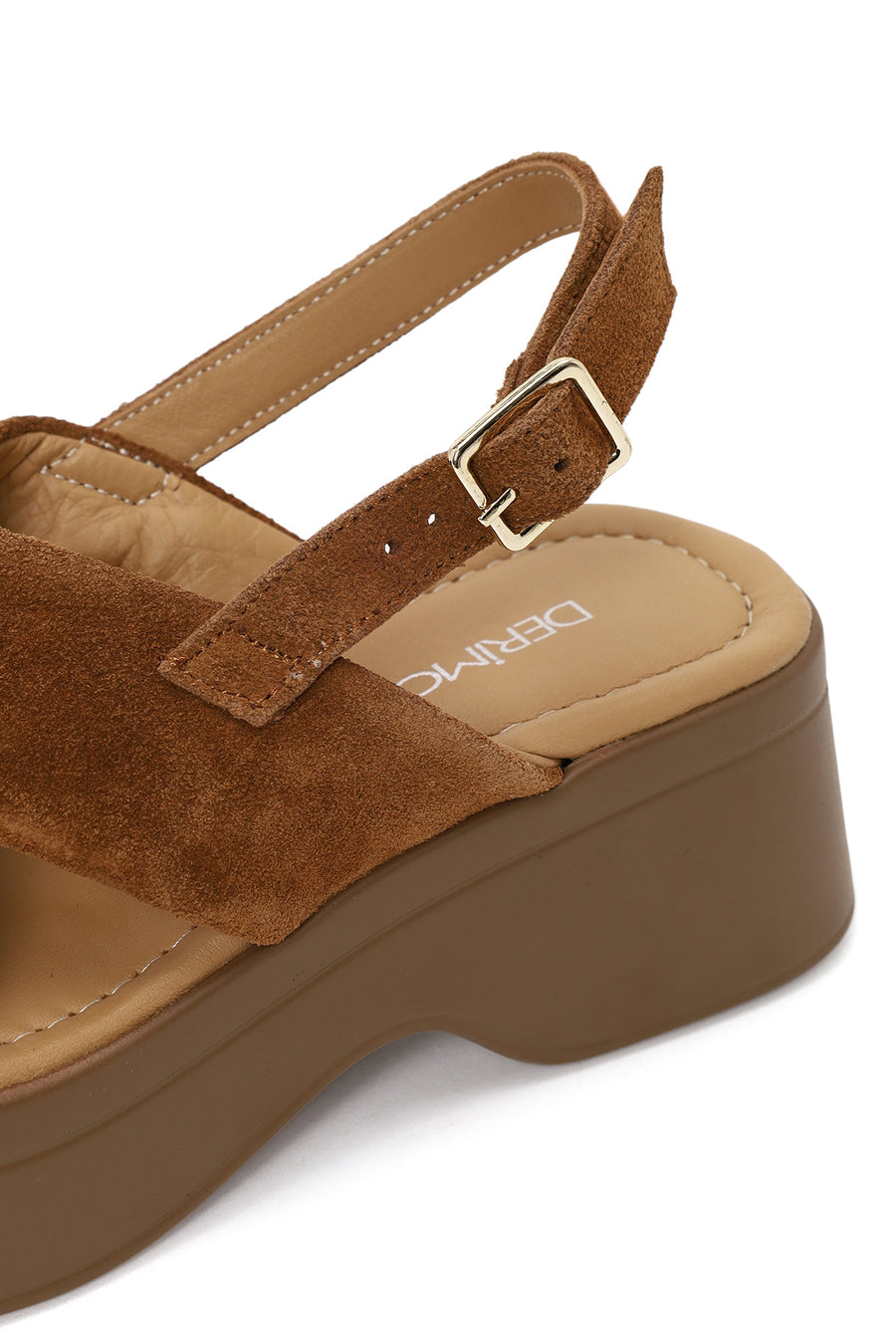 Woman Tan Thick-Soled Suede Sandal