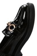 Women's Black Patent Leather Buckle Classic Loafer | Derimod