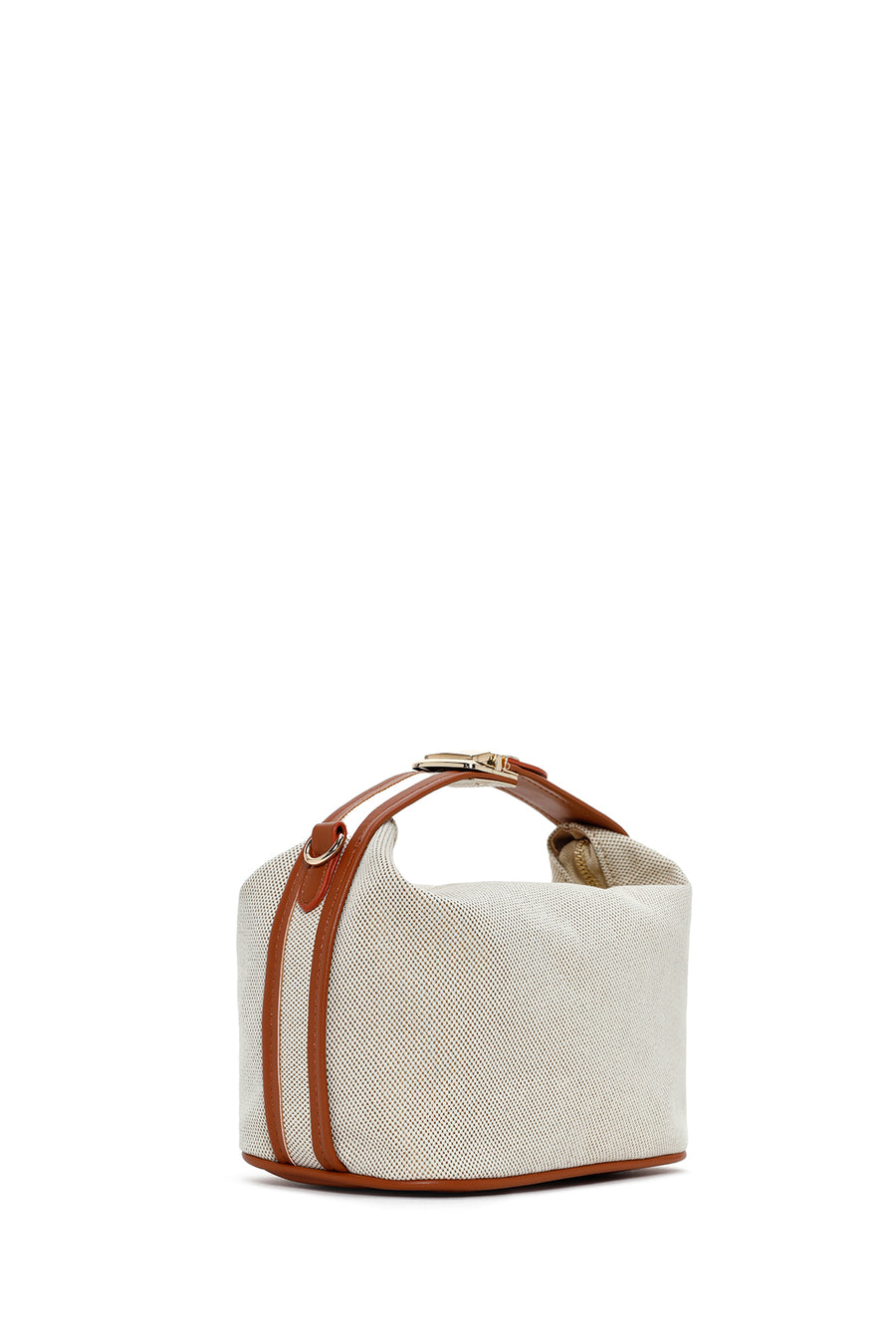 Woman Beige Long Strap Denim Mini Crossbody Bag