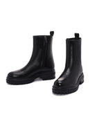 Women's Black Zippered Leather Boots | Derimod