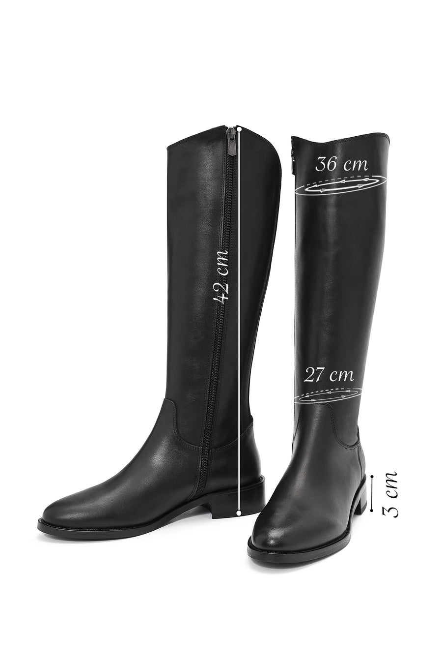 Women's Black Zippered Leather Boots