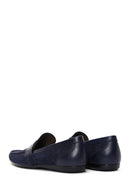 Men's Navy Blue Printed Leather Casual Loafer | Derimod