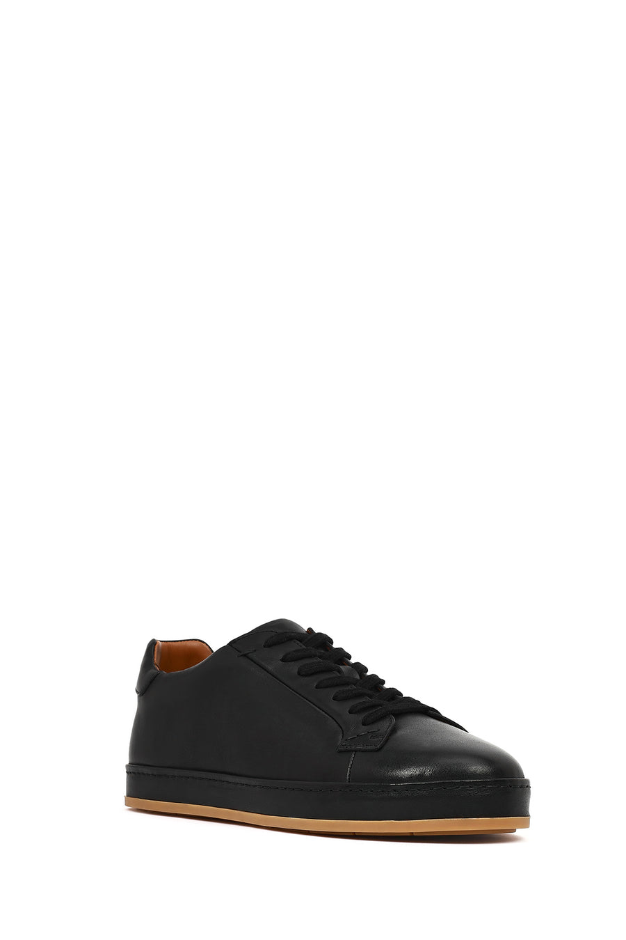 Men's Black Lace-up Leather Sneaker