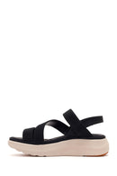 Women's Black Thick-Soled Fabric Comfort Sandals | Derimod