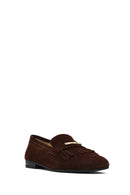 Women's Brown Buckled Suede Leather Loafer | Derimod
