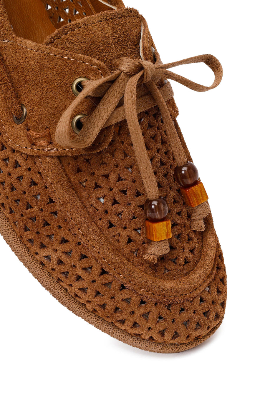 Woman Tan Tasselled Suede Leather Loafer