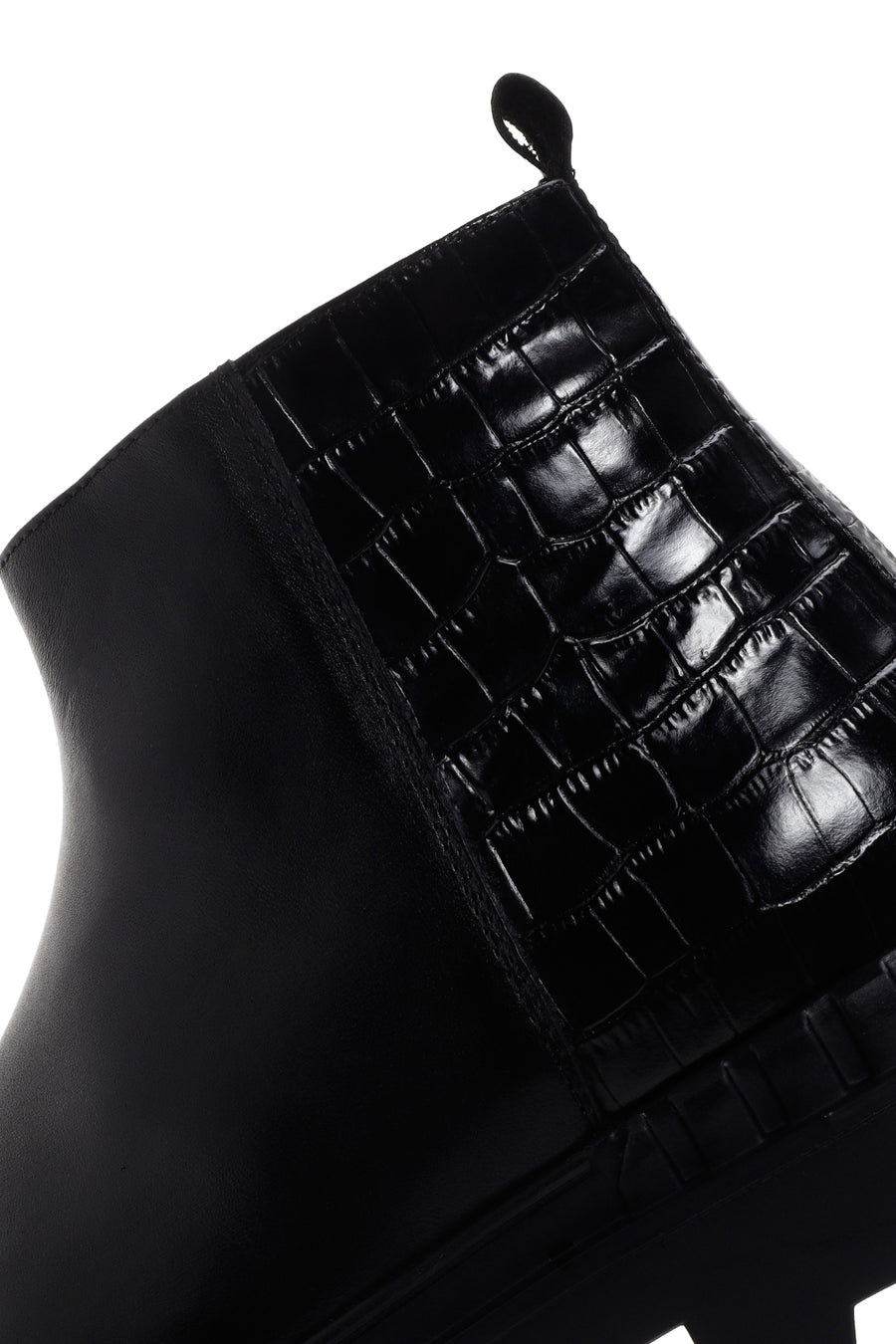 Men's Black Zippered Leather Casual Boots