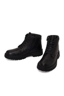 Male Black Lace-up Zip Closure Leather Boots | Derimod