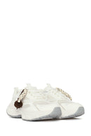 Women's White Lace-Up Chunky Sole Charm Sneakers | Derimod