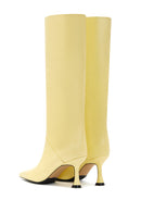 Women's Yellow Leather Heeled Boots | Derimod