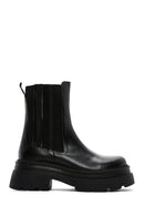 Women's Black Leather Thick Soled Chelsea Boots | Derimod