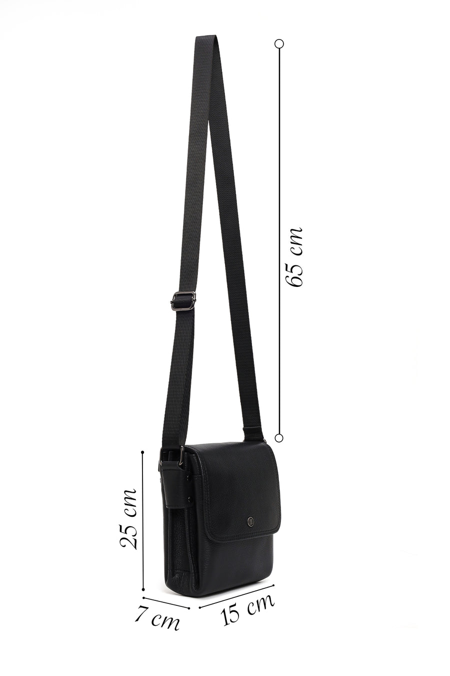 Male Black Leather Messenger Bag