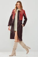 Carmen Women's Burgundy Leather Trench Coat | Derimod