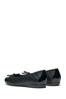 Geox Women's Black Annytah Quilted Patterned Leather Ballerina | Derimod