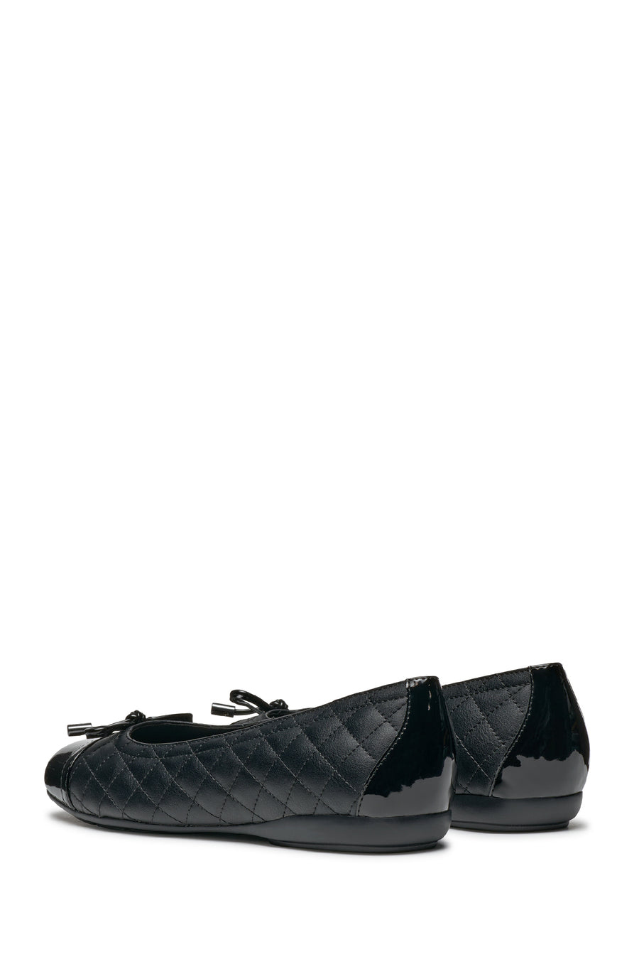 Geox Women's Black Annytah Quilted Patterned Leather Ballerina