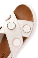 Women's Cream Ankle Strap Leather Sandals | Derimod