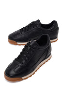 Erkek Siyah Bağcıklı Deri Sneaker | Derimod