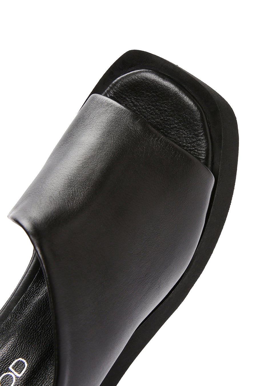 Women's Black Wedge Heeled Leather Sandals
