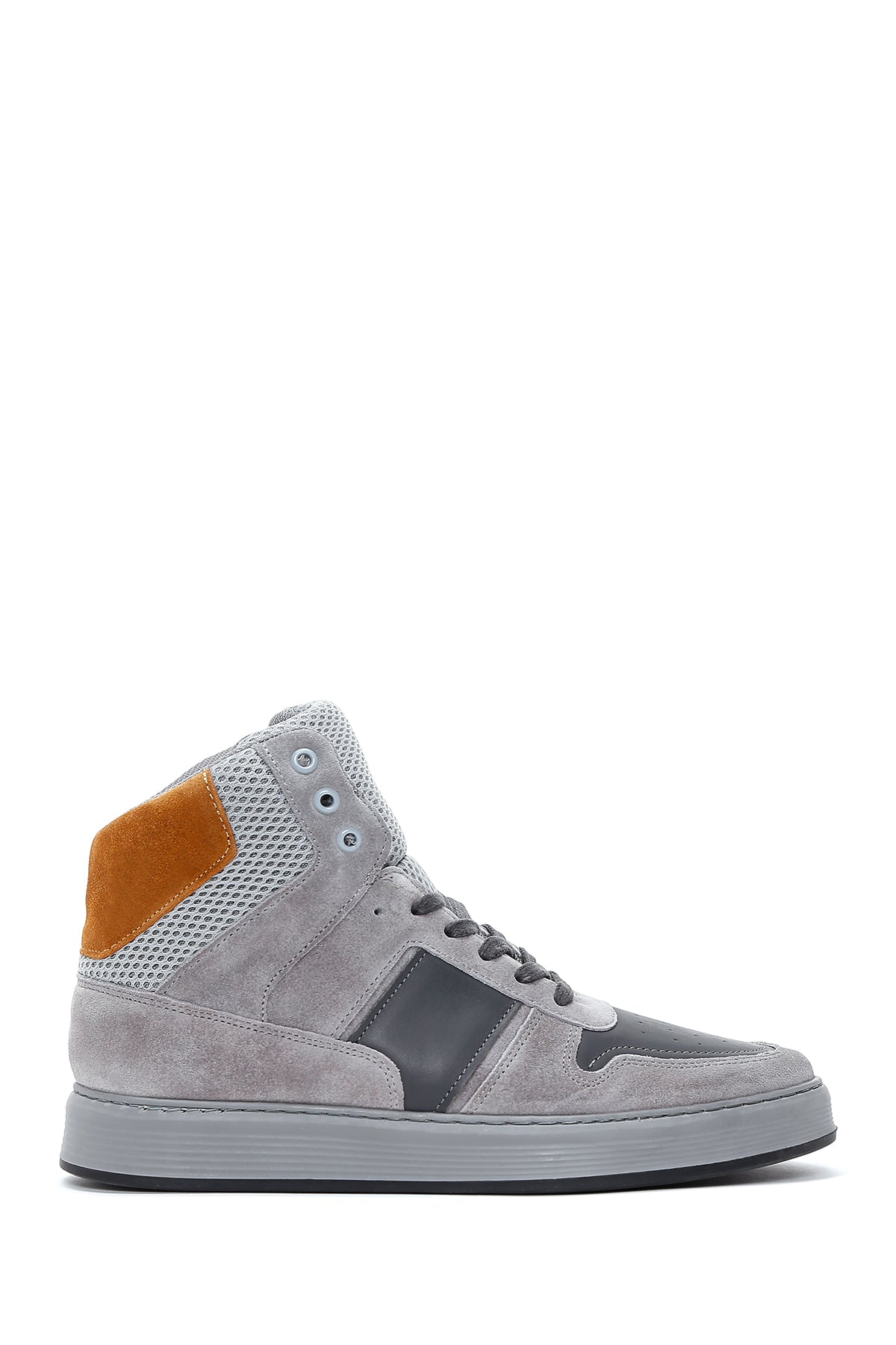 Men's Gray Leather High Top Sneaker 22WFD624414 | Derimod