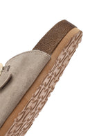 Women's Mink Buckled Suede Leather Slippers | Derimod