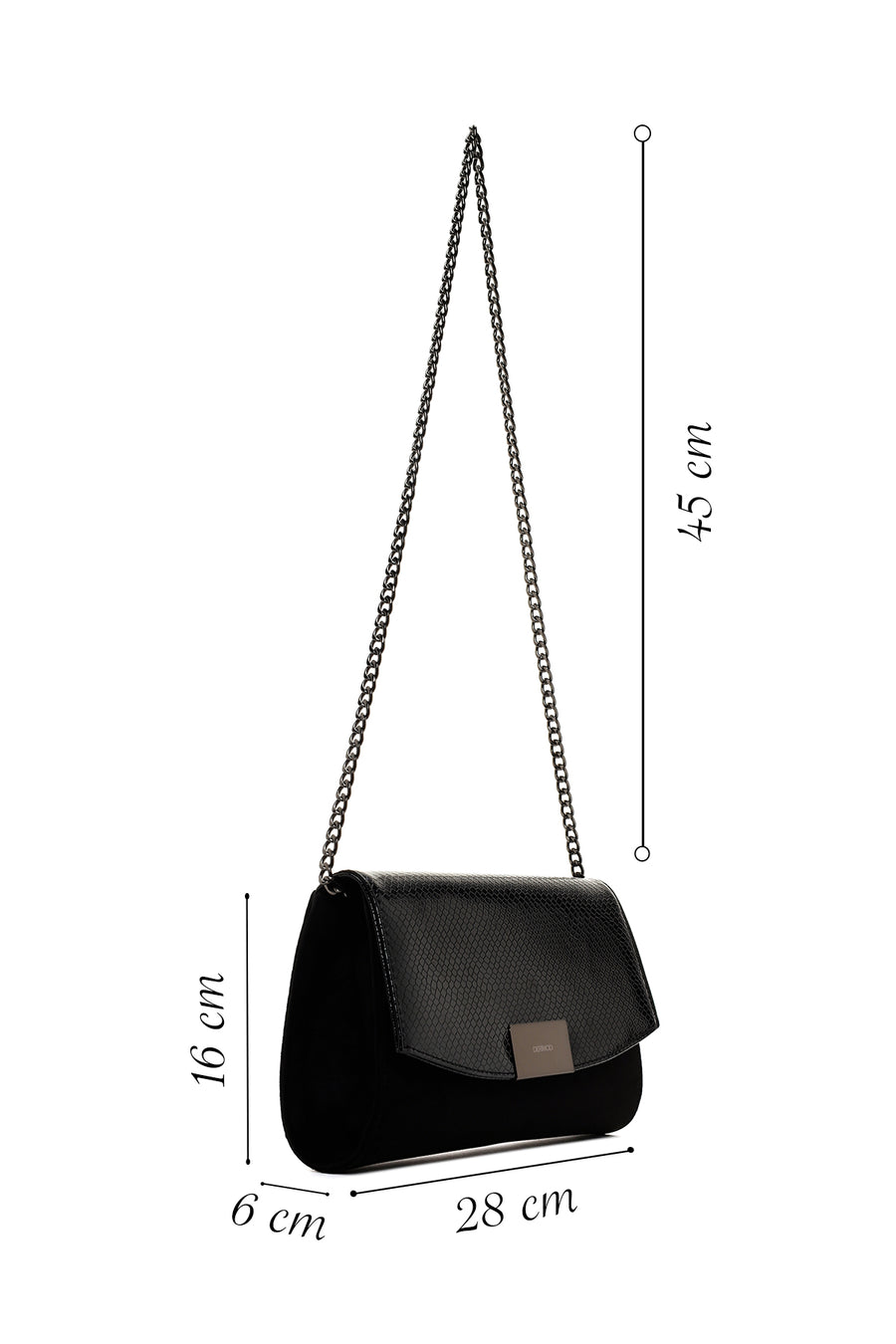 Women's Black Long Chain Strap Clutch Bag