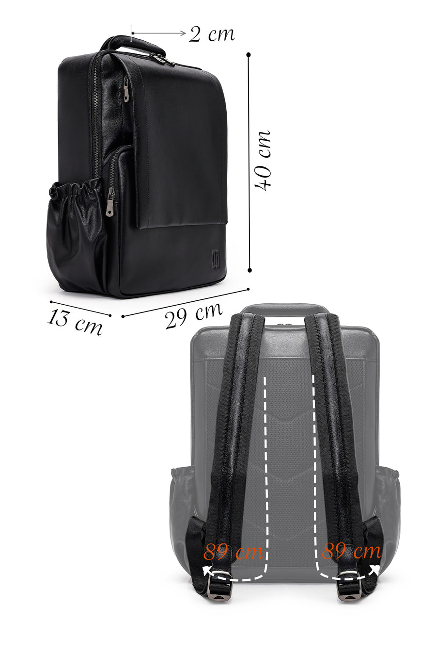 Men's Black Leather Backpack