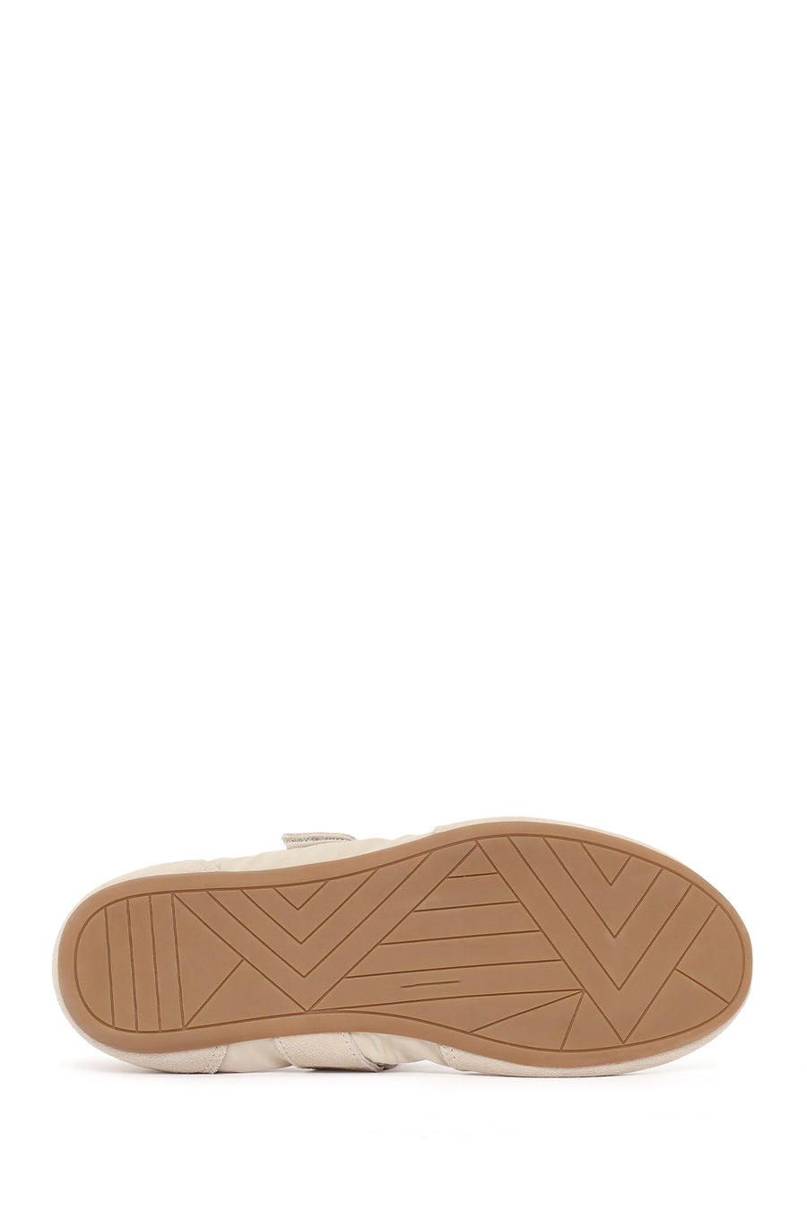 Women's Cream Strapped Leather Sport Ballet Flats
