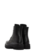 Women's Black Zippered Leather Boots | Derimod