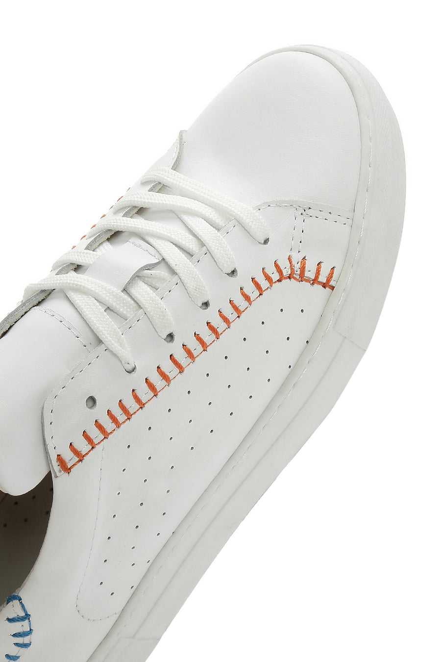 Women's White Lace-Up Leather Sneaker