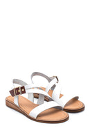 Women's White Leather Bodrum Sandals | Derimod