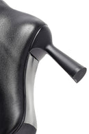 Woman Black Heels Leather Boot | Derimod