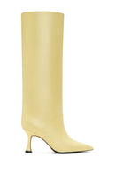 Women's Yellow Leather Heeled Boots | Derimod