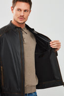 New Durant Men's Black Slim-Fit Vintage Leather Coat | Derimod