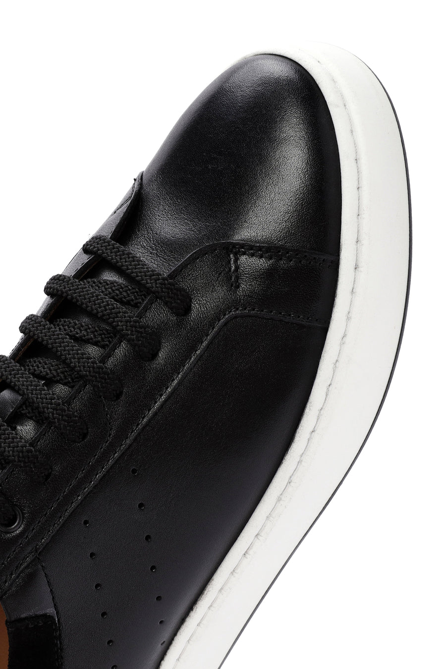 Men's Black Lace-up Leather Sneaker