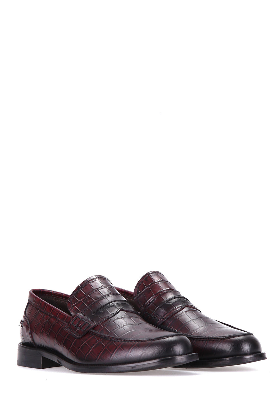 Crocodile Patterned Men's Leather Shoes