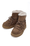 Woman Mink Lace-Up Thick-Soled Suede Teddy Boots | Derimod