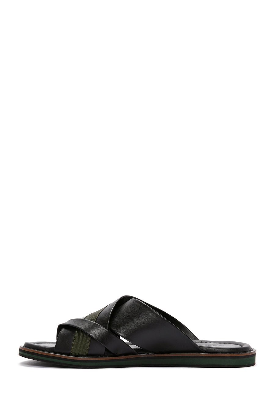 Men's Black Leather Slippers