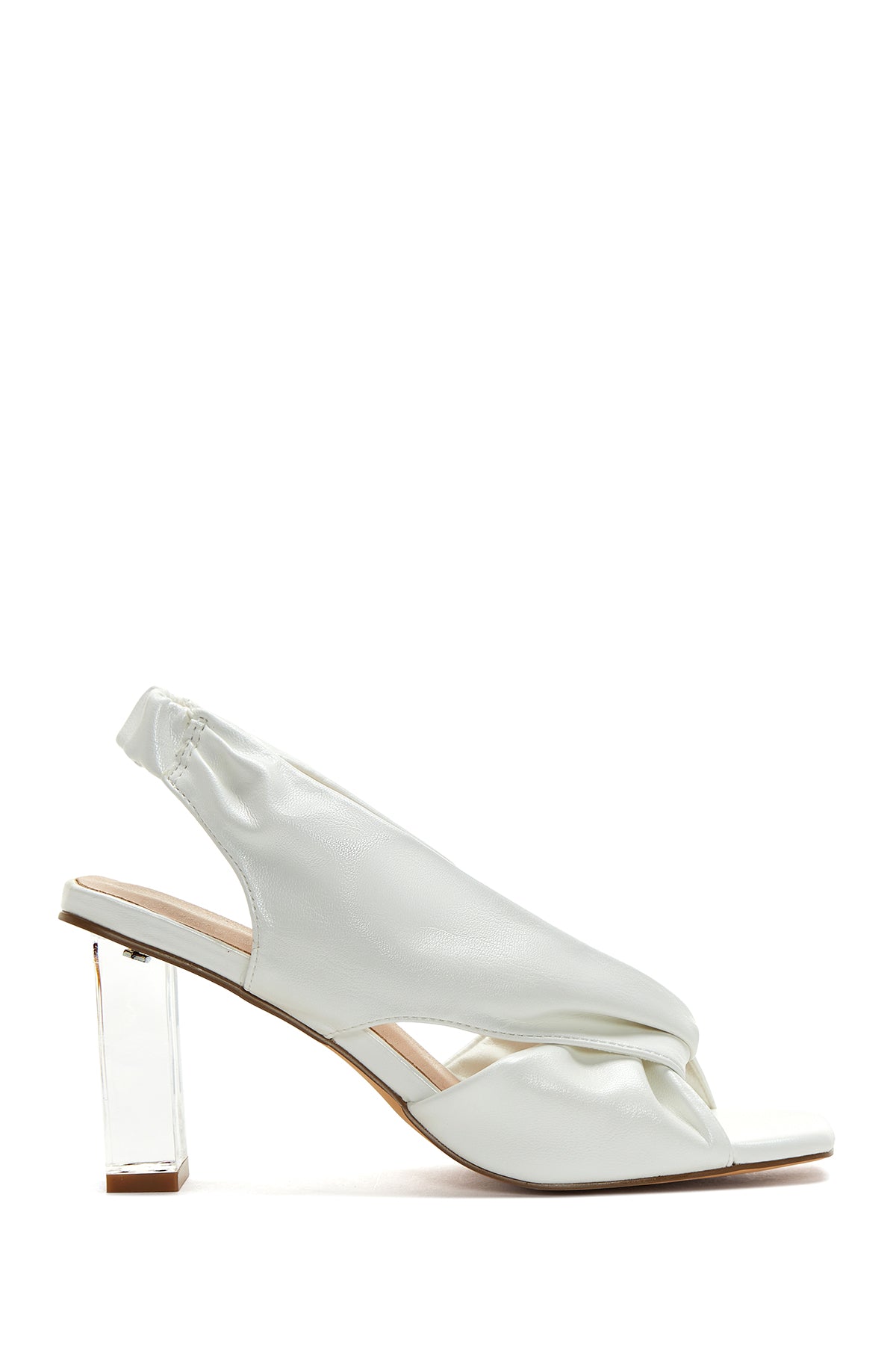 Women's White Transparent Heeled Sandals 24SFD441018 | Derimod