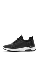 Women's Black Lace-Up Leather Sneaker | Derimod