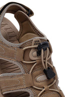 Men's Beige Leather Sandals | Derimod