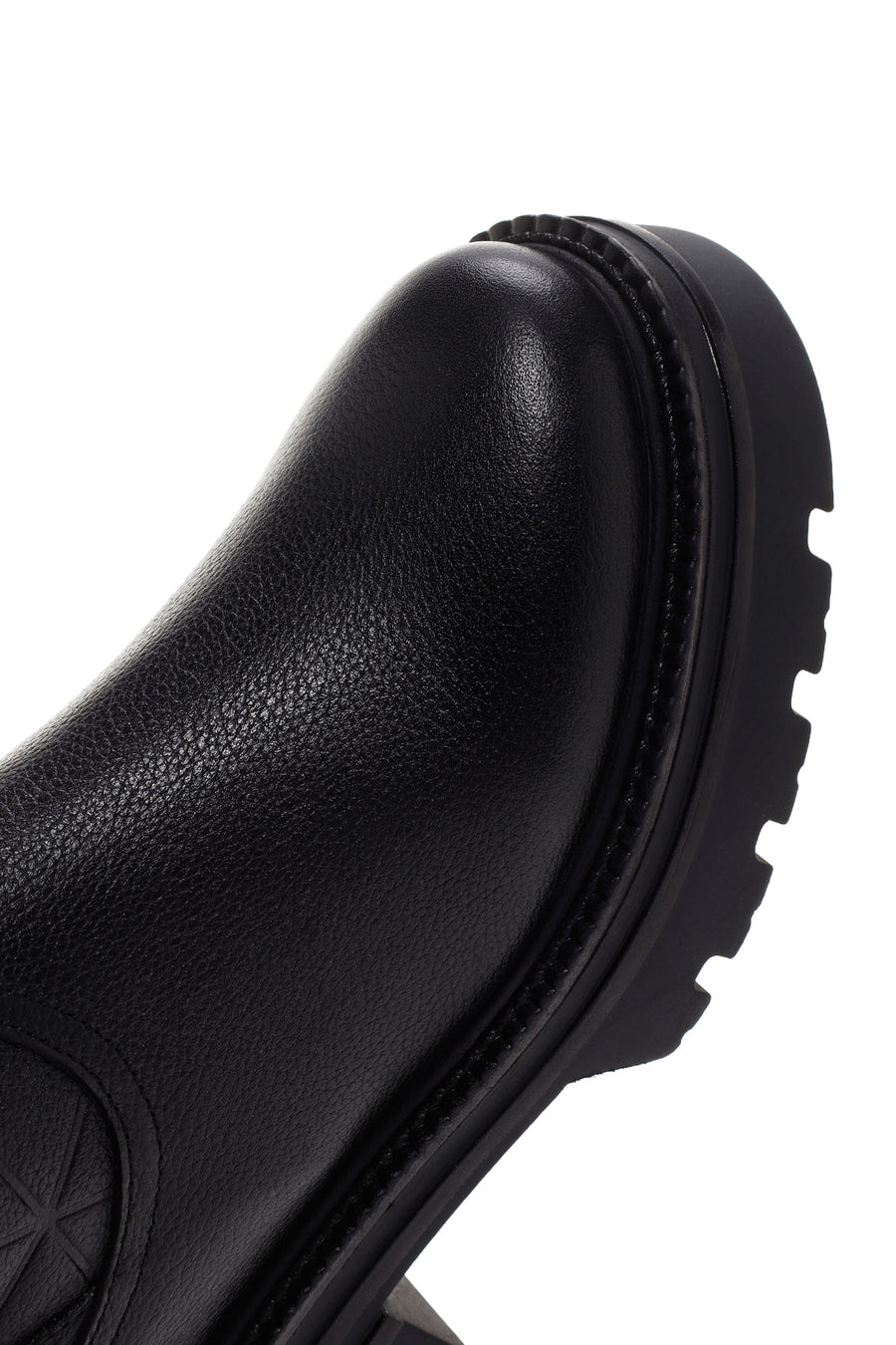 Women's Black Zippered Thick-Sole Leather Boots